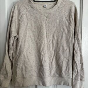 Old Navy Cream Speckled Crew Neck Sweater